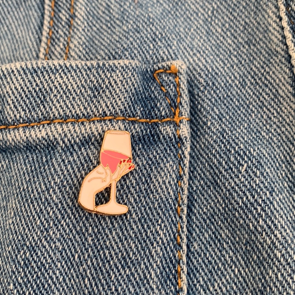 ⭐️3/$20⭐️ Wine rose all day glass pin